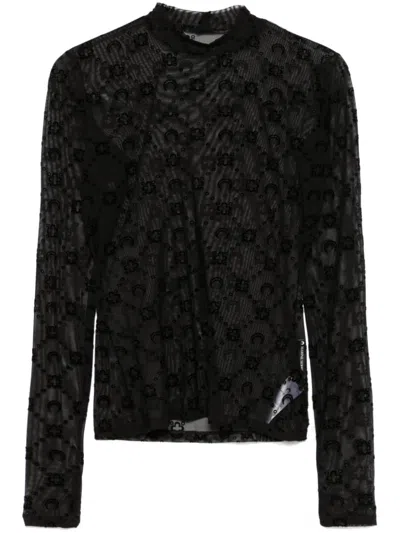 Marine Serre Moon Mesh High-neck Top In Black