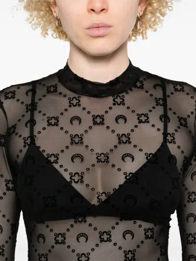 Marine Serre Moon Mesh High-neck Top In Black