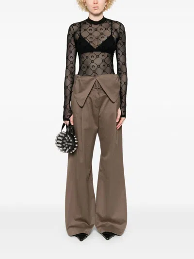 Marine Serre Moon Mesh High-neck Top In Black