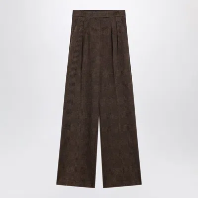 Max Mara Ponza Prince Of Wales Wide-leg Pants In Brown