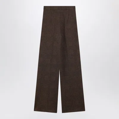 Max Mara Ponza Prince Of Wales Wide-leg Pants In Brown