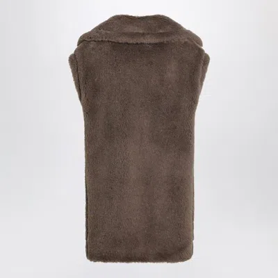 Max Mara Brown Teddy Gilet In Alpaca And Wool In Gray