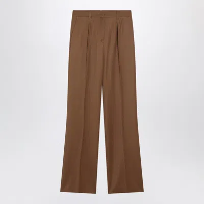 Max Mara Canes Wool Gabardine Pants In Brown