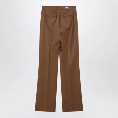 Max Mara Canes Wool Gabardine Pants In Brown