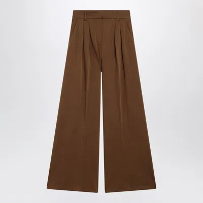 Max Mara Natale Wool Wide-leg Pants In Brown