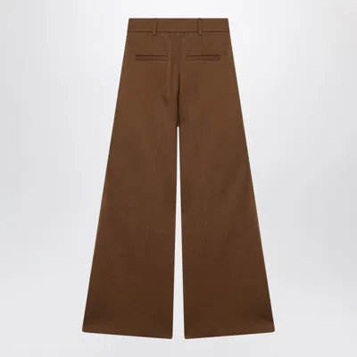Max Mara Natale Wool Wide-leg Pants In Brown