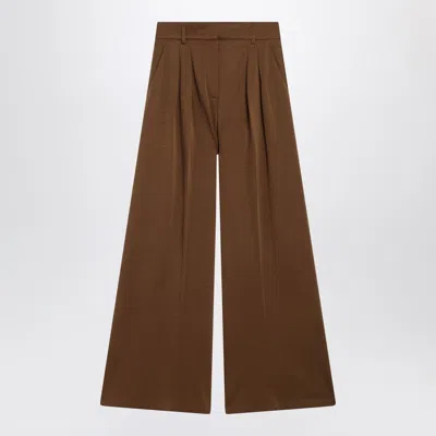 Max Mara Natale Wool Wide-leg Pants In Brown