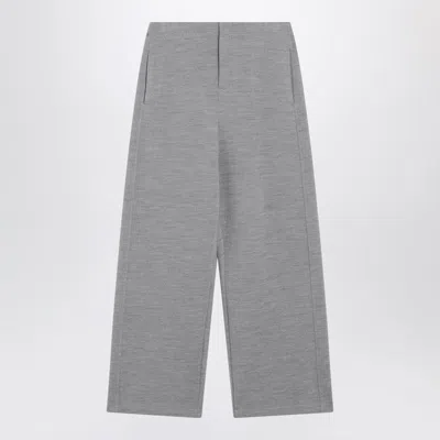 Max Mara Grey Wool-cotton Blend Trousers In Gray