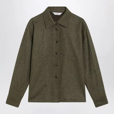 Max Mara Benares Wool Felt Long-sleeved Shirt In Green