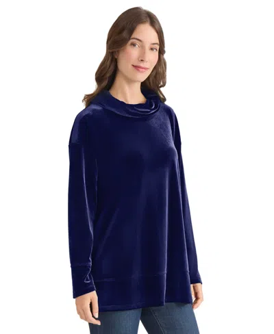 Jones New York Women's Cowl Neck Side Slit Sweater In Blue