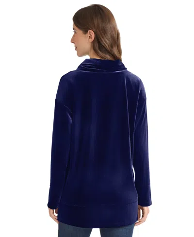 Jones New York Women's Cowl Neck Side Slit Sweater In Blue