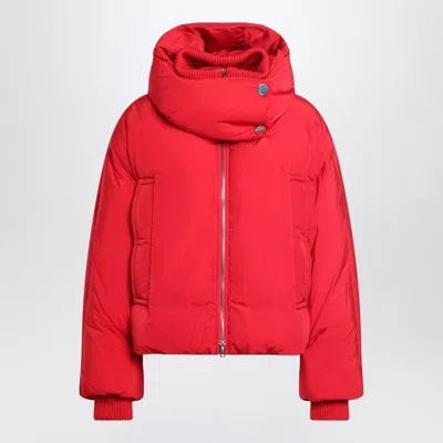 Sportmax Short Padded Jacket With High Collar And Horizontal Stitching In Red