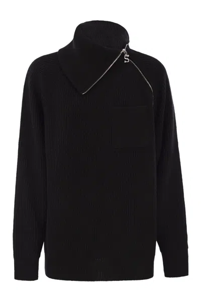 Sportmax Max Mara  Salpa - Cashmere-blend Sweater With Zip In Black