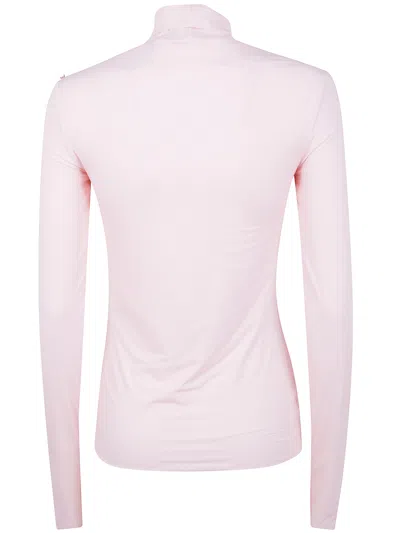 Sportmax Turtle Neck Sweater Button Detail In Pink