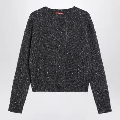 Max Mara Studio Anthracite Boxy Sweater In Alpaca Blend In Black