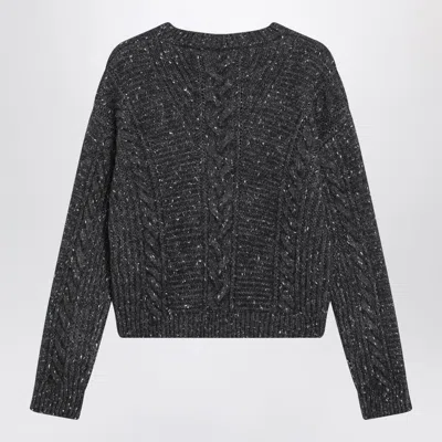 Max Mara Studio Anthracite Boxy Sweater In Alpaca Blend In Black