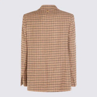 Twinset Checked Blazer With Front Pockets And Long Sleeves In Brown