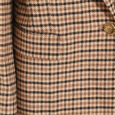 Twinset Checked Blazer With Front Pockets And Long Sleeves In Brown