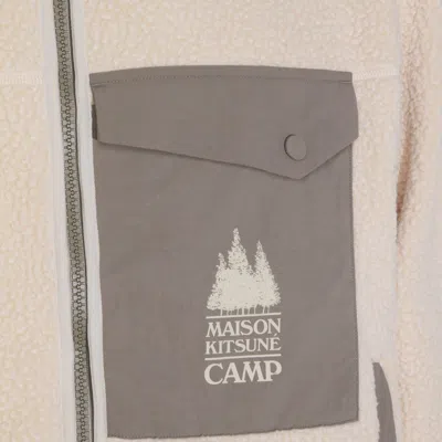 Maison Kitsuné Casual Fleece Zipped Jacket Clothing In Neutral