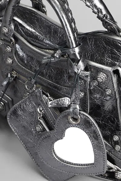 Balenciaga Neo Cagole Xs Hand Bag In Silver Leather In Silver