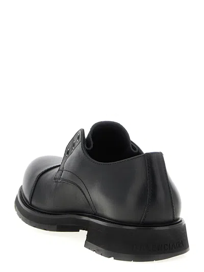 Balenciaga Black Truck Leather Derby Shoes In Black
