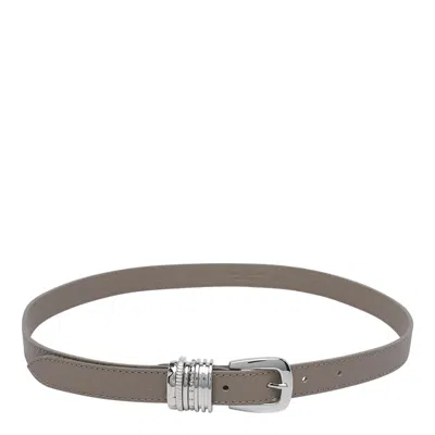 Orciani Leather Belt With Adjustable Length And Texture In Gray
