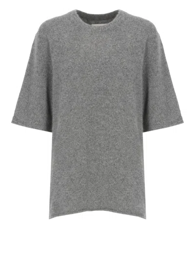 Loulou Studio Raven Short Sleeve Sweater In Gray