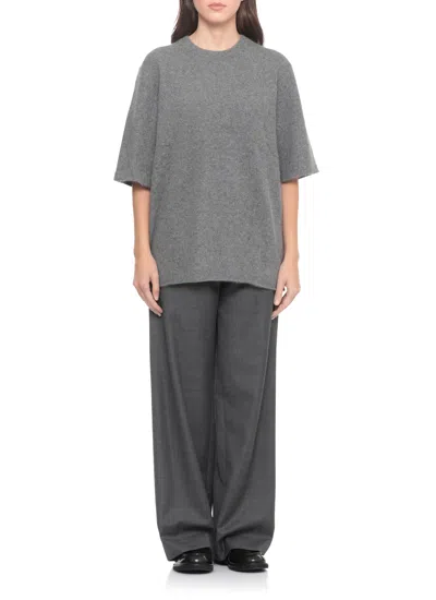 Loulou Studio Raven Short Sleeve Sweater In Gray