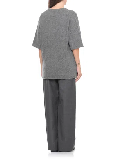 Loulou Studio Raven Short Sleeve Sweater In Gray