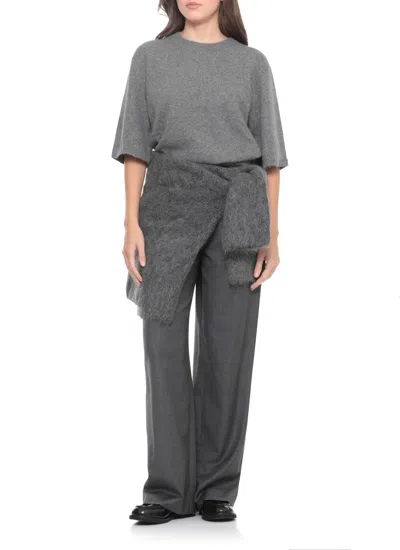 Loulou Studio Raven Short Sleeve Sweater In Gray