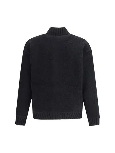 Laneus Black Merino Wool Bomber In Black