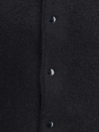 Laneus Black Merino Wool Bomber In Black