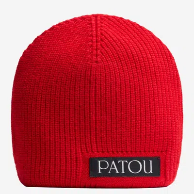Patou Stretch Wool Blend Beanie In Red