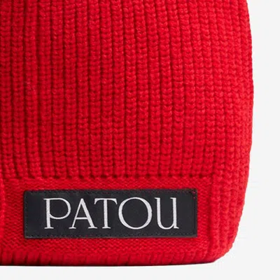 Patou Stretch Wool Blend Beanie In Red
