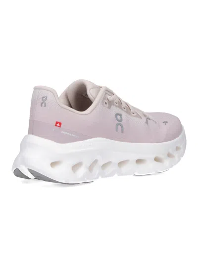 On Soft Pink Fabric Sneakers With Ctrasting Embroidered Logos In Neutral
