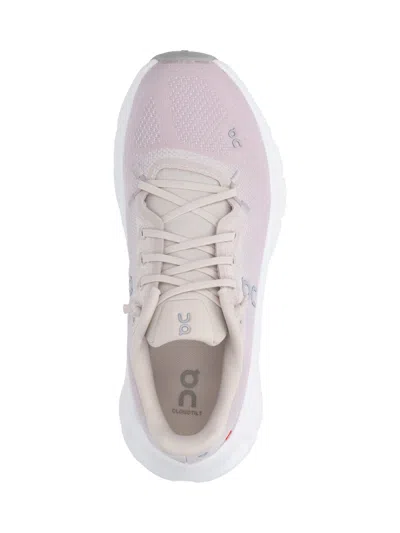 On Soft Pink Fabric Sneakers With Ctrasting Embroidered Logos In Neutral
