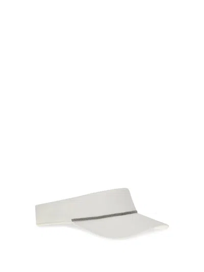 Brunello Cucinelli Women Nylon Visor With Shiny Band In White