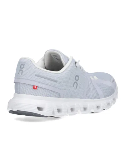 On Breathable Grey Sneakers With Textured Rubber Sole In White