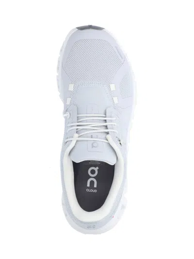 On Breathable Grey Sneakers With Textured Rubber Sole In White