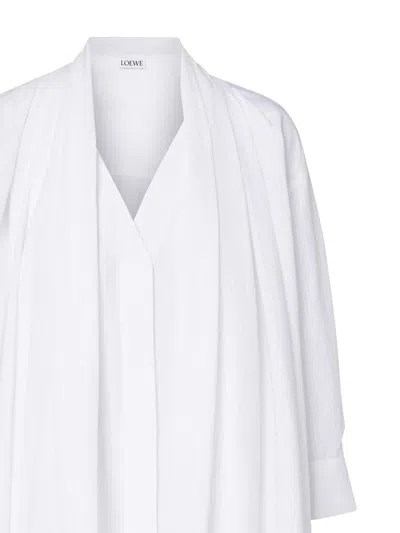 Loewe Women Cotton Draped Dress In White