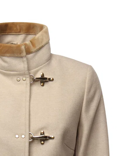 Fay Romantic Coat In Melange Wool Cloth In Brown