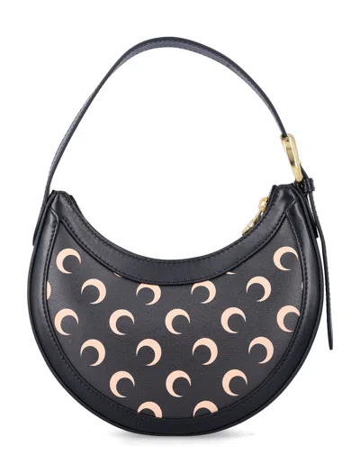 Marine Serre Black Moon Canvas Eclips Mini Shoulder Bag In Black