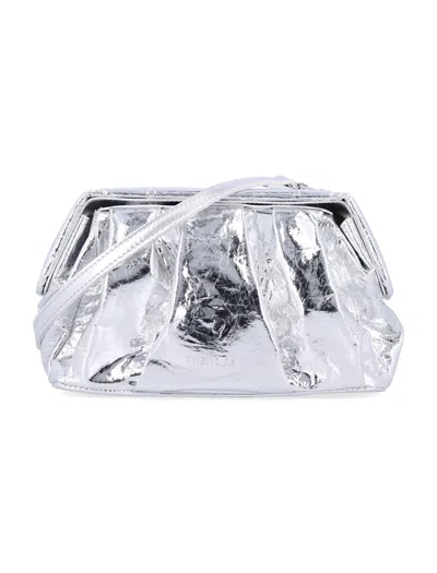 Themoirè Afrodite Metallic Silver Clutch In Silver