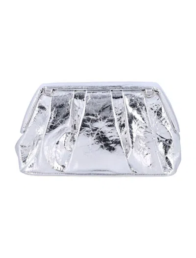 Themoirè Afrodite Metallic Silver Clutch In Silver