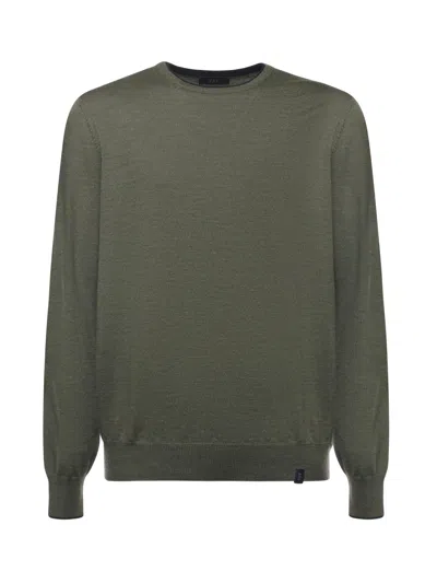 Fay Wool Crewneck Sweater In Green