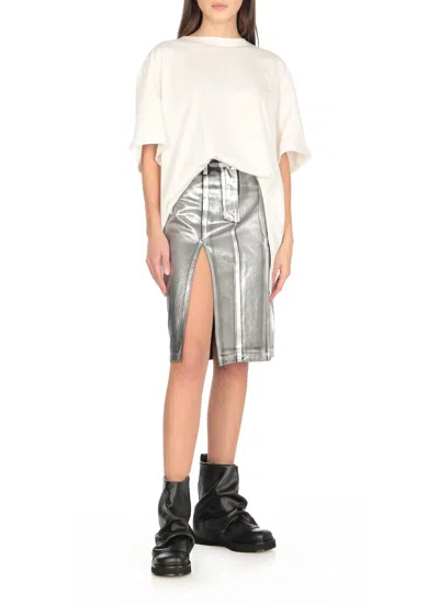 Attico Solid Color Leather Boots With Squared Toe In Black