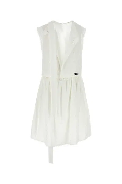 Miu Miu White Poplin Dress In White