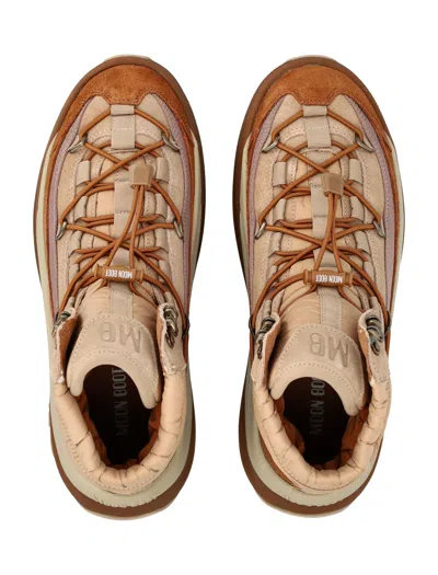 Moon Boot Moon247 Brown And Beige Xlace Mid Sneakers In Multi