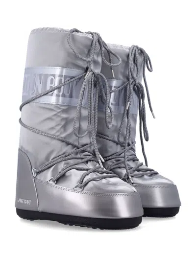 Moon Boot Icon Glance Metallic Shell And Pvc Snow Boots In Gray