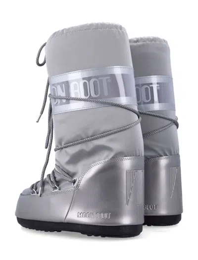 Moon Boot Icon Glance Metallic Shell And Pvc Snow Boots In Gray